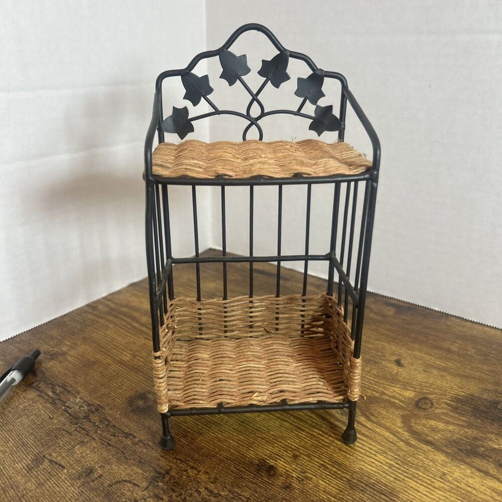 Wicker Metal Wall Basket Shelf Ivy Leaf Bathroom Kitchen Small Organizer Rack - Picture 14 of 14